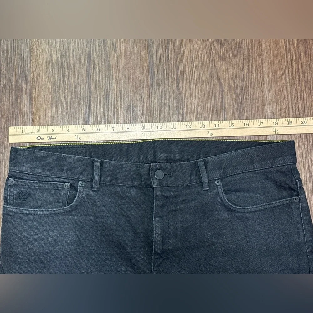Louis Vuitton Slim Stretch Jeans Black Size 38 Monogram Patch
